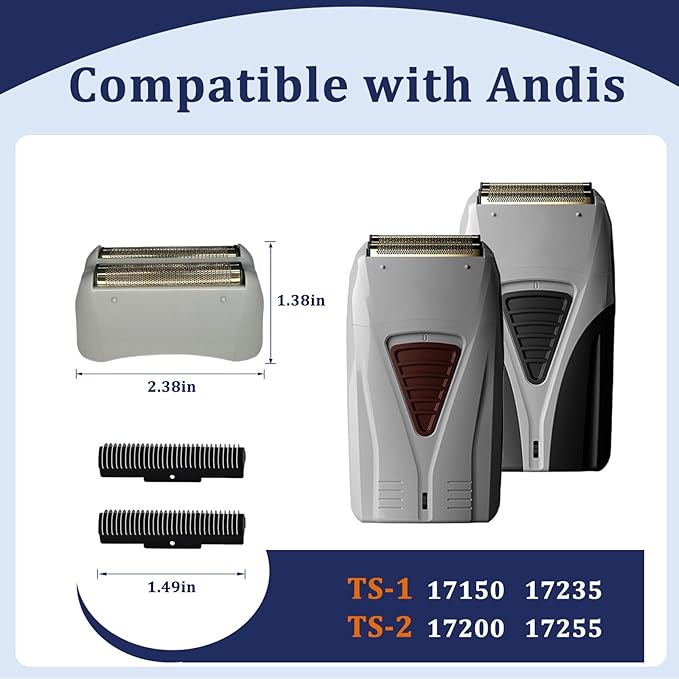 Shaver Foil Replacement Compatible with Andis Foil Shaver TS-1 TS-2 17150 17200 17235,Replaces Foil and Blades (1Pcs)