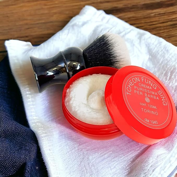 TFS Ciotola Rossa Semi Soft Shaving Soap, Classic Almond Scent 125ml (4.2 oz), Made in Torino Italy since 1945, Creates a Luxurious Lather, For use with a Shave Brush