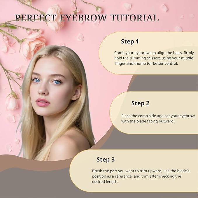 2 in 1 Eyebrow Scissors with Comb and Brush – Professional Stainless Steel Trimmer for Women and Men, Precision Beauty Grooming Tool for Shaping and Makeup Prep