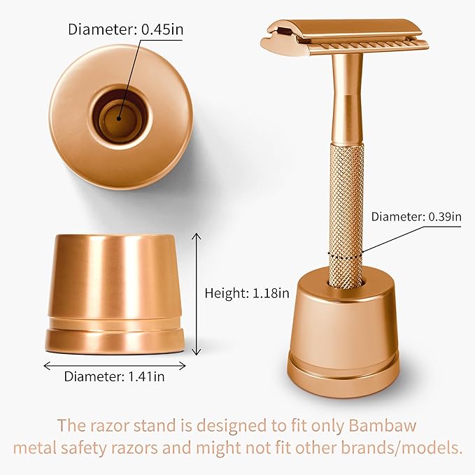 Bambaw Rose Gold Safety Razor Stand | Razor Holder Shave Stand | Shaver Holder Stand does not fit all Safety Razors | Double Edge Razor Stand