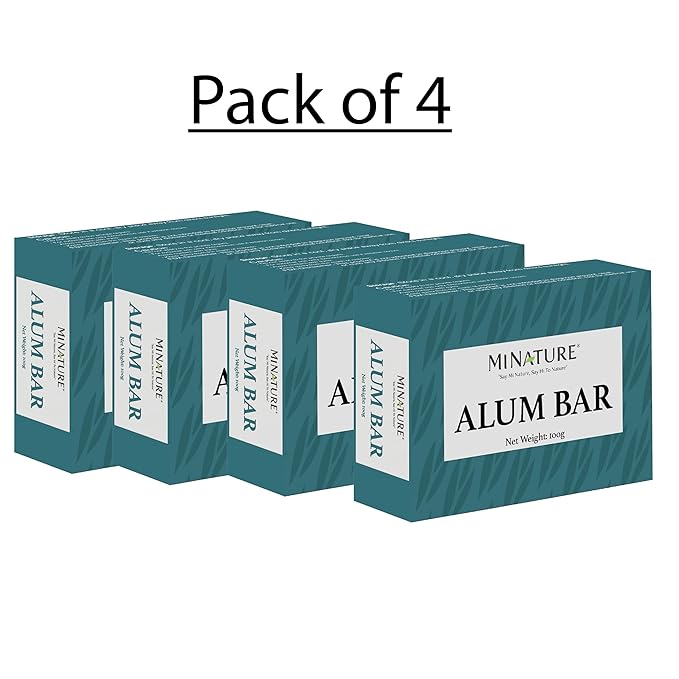 Mi Nature Pure Alum Bar Pack of 4(100g*4)|Natural Phitkari Block |Potassium Alum Stone |Shaving Bar |Skin Astringent |Water Clarifier |Odor Control