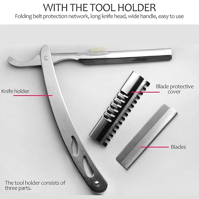 100 Pieces Orgexi Razor Blades, 1 Knife Holder, Eyebrow Razor, Single Edge Razor Blades, Straight Razors for Men & Women - Easy to Use and Clean