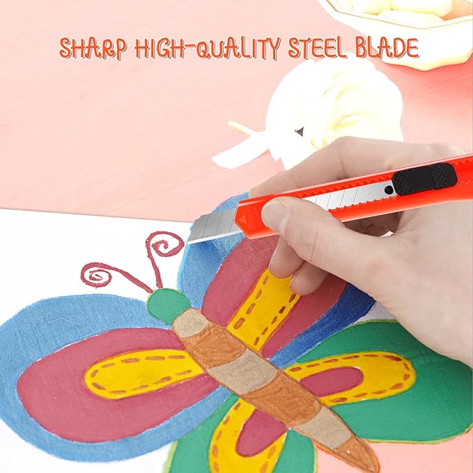 40 Pack Utility Knife Box Cutter Retractable, 9mm Snap-Off Box Cutters, Box Knife with Slide Lock, Lightweight Razor Knife Exacto Knife for Office, Home, Crafts, Hobby Use