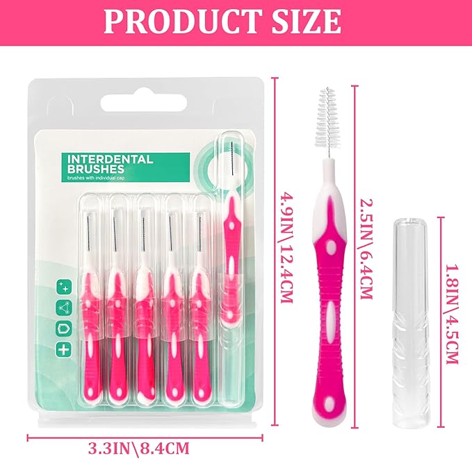 interdental brushes, Soft Dental Brush for Teeth Cleaning dental floss picks|teeth cleaning tools| interdental brushes between teeth soft bristle toothpicks for removing dental plaque (6PCS, Red)
