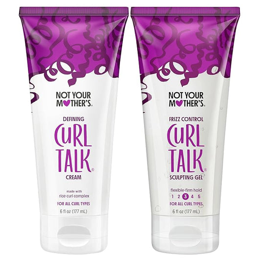 Not Your Mother's Curl Talk Frizz Control Sculpting Gel & Defining Cream (2-Pack) - 6 fl oz Each - Tames Hair Frizz & Maximizes Definition - For All Curly Hair Types