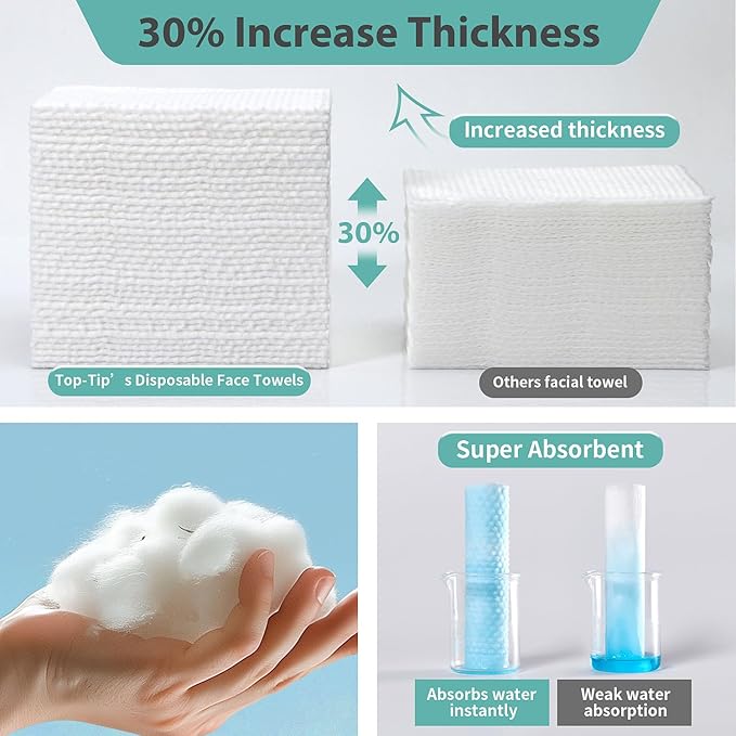 Disposable Face Towel 4 Boxes, 100% Pure Cotton, Soft & Skin Friendly Face Towelettes Disposable, Makeup Remover Dry Wipe for Women Cleansing, Facial Towels Disposable, Facial Wash Cloth Travel