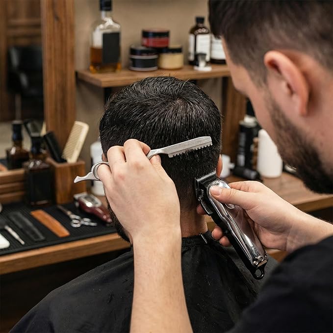 Hair Razor for Hair Cutting Stainless Steel Hairs Thinning Styling Razors with 10 Pcs Sharp Blades Suitable for Salon and Home Silver 17.5cm