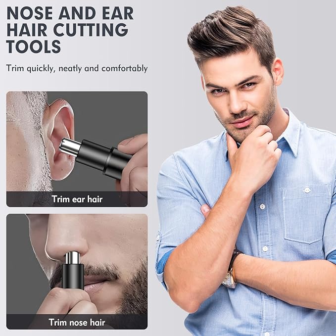 Nose Hair Trimmer for Men Women, Eyebrow and Facial Hair Trimmer, Double-Edged Blade, USB Rechargeable, Painless Trimming