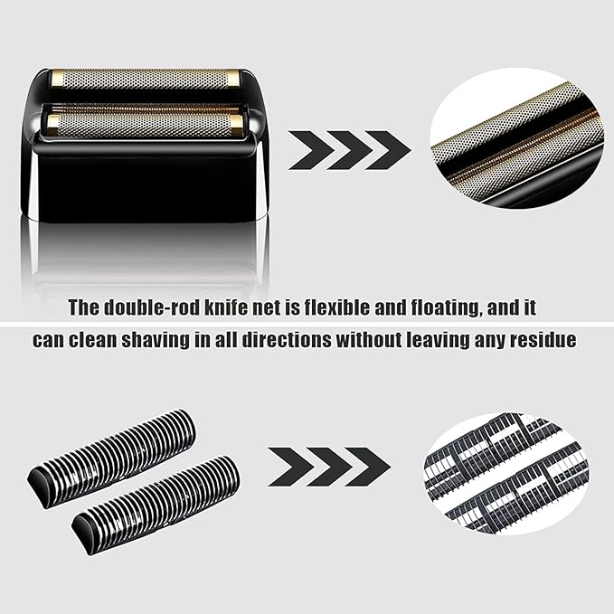 Shaver Replacement Foil and Cutters compatible with BaBylissPRO Barberology Double FXFS2 (2PC Black)