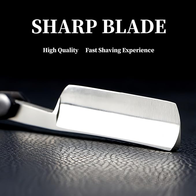 Straight Edge Razor Shaving Kit, Including Steel Shaver & Shaving Brush & Wooden Beard Comb & Brush, Beard Grooming Scissors, Idea Gift for Christmas, Birthday, Father for Men