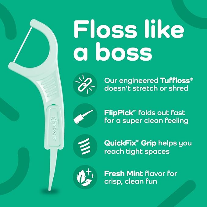 Plackers Micro Mint Dental Flossers, Fold-Out Toothpick, Super Tuffloss, Easy Storage with Sure-Zip Seal, Fresh Mint Flavor, 150 Count (Pack of 4)