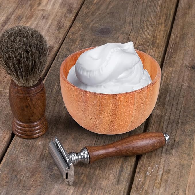 Beaupretty Wooden Shaving Soap Bowl for Men Reusable Beard Bubble Bowl for Grooming and Travel