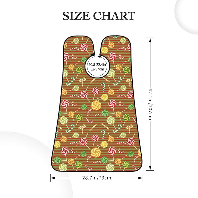 Non-Stick Beard Shaving Bib, Hair Catcher Apron with Suction Cups, Waterproof Grooming Tool for Men Husband, Candy Cane Christmas Red Green Stripes Shave Bib