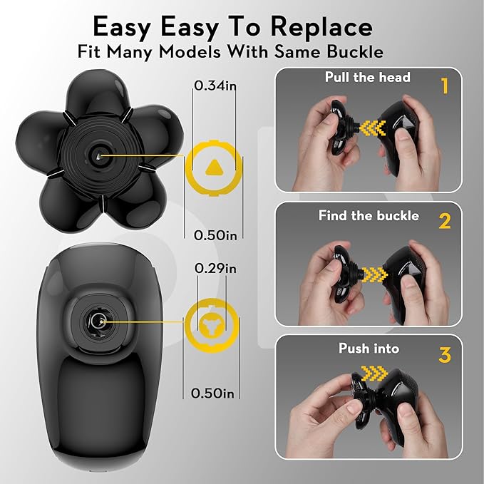 Kibiy 6D Blade Replacement Heads, Electric Shaver Replacement Head for Electric Razor for Men Wet and Dry Compatible Many Models Waterproof Head Razor - Black
