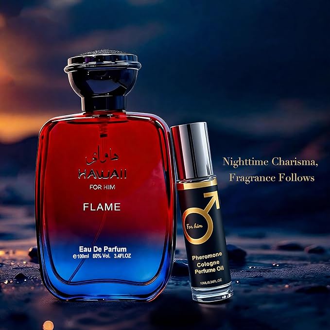 Men’s Eau de Parfum for Men Modern Woody Fresh Scent Cologne for Men|3.4 Fl Oz (100 ml)|Hawall For Him Flame Pheromone