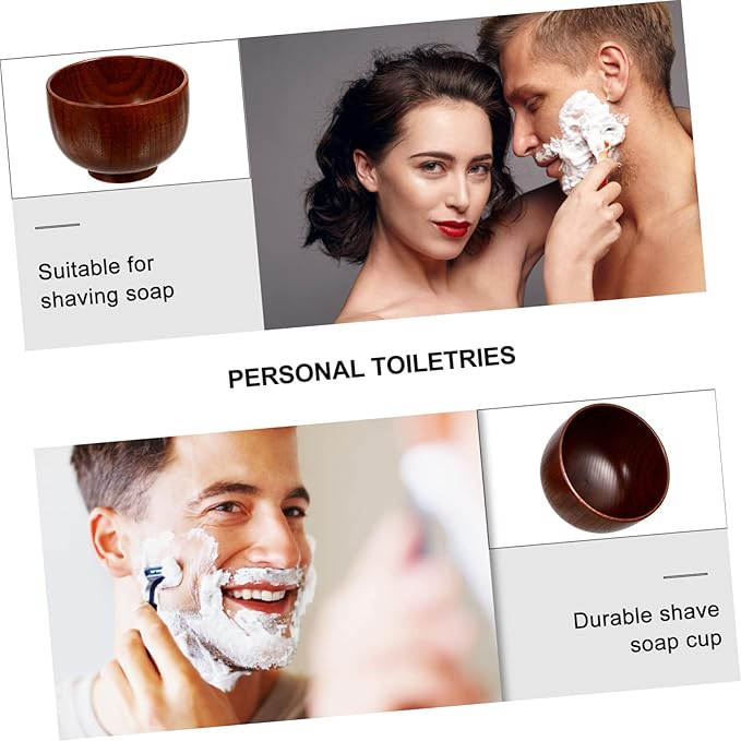 GARVALON Wooden Shaving Soap Bowl Mug for Men Thick Polished Wood Shave Soap Container Easy to Clean Stylish Beard Lather Cup for Smooth Wet Shaving