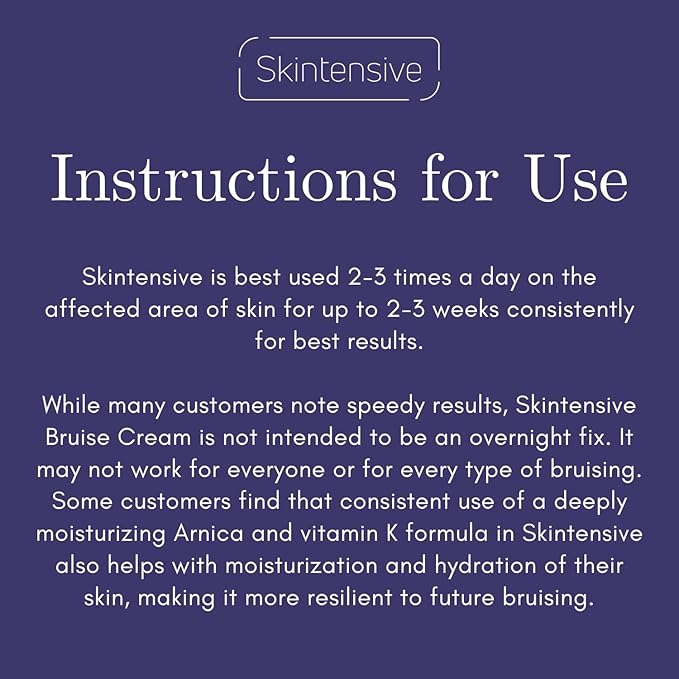 SKINTENSIVE Arnica Bruise Cream for Thin Skin - Moisturizing Arnica Cream, Vitamin K C and E, Skin Renewal, 4 Oz