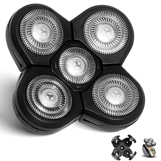 Head Shaver Replacement Heads Shaver Replacement Blades Refills Compatible with Freebird Shaver(black5D)