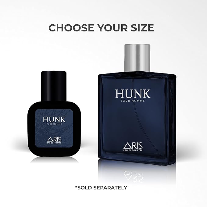 ARIS Hunk Eau de Parfum – Long-Lasting Lemon and Woody Fragrance for Men – 100mL Perfume Spray with Bonus 15mL Perfume Sample (Randomly Selected)