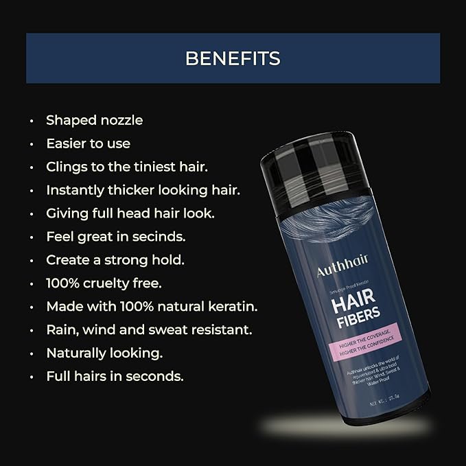 Hair Fibers for Thinning With Spray Applicator Pump Nozzle, Undetectable Natural Formula, Thicker Fuller Hair in 15 Seconds, Conceals Balding Areas for Men Women, 0.97Oz (Dark Brown)