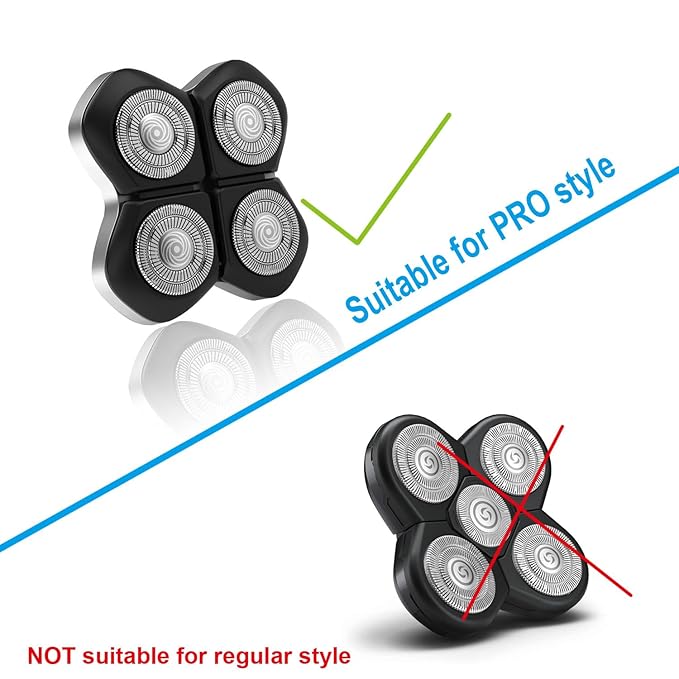 4PCS Double Ring Replacement Blades Compatible with FREEBIRD Flexseries Pro Head Shaver