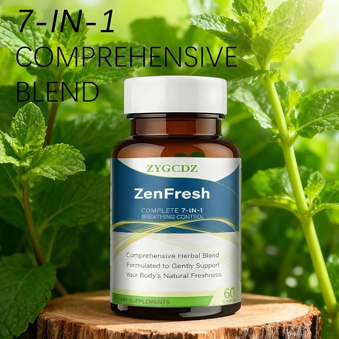 7-in-1 Bad Breath Capsules with Chlorophyllin & Probiotics, Mint Extract for Long Lasting Breath Freshness, Oral Care Supplement for Digestive Support, 14-Day Solution (01)