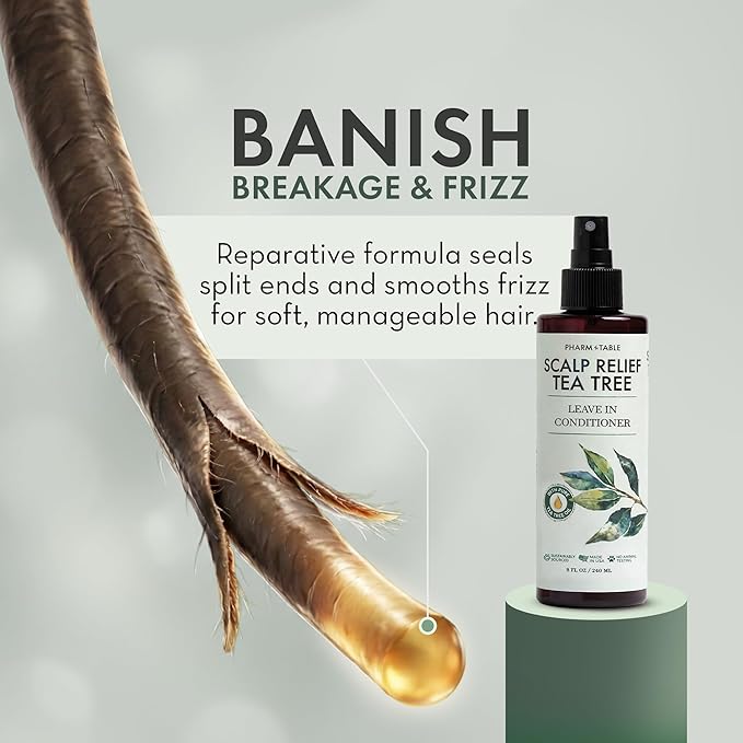 Leave In Conditioner Spray - Tea Tree Scalp Treatment - Anti-Dandruff and Dry & Itchy Scalp Treatment, Hydrating & Medicated Formula for Psoriasis and Scalp Care - Detangles & Nourishes Hair.
