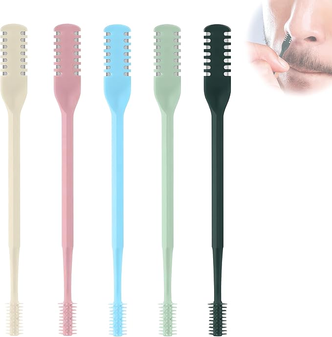 5PCS 2-in-1 Nasal Hair Cutter,Double Sided Nose Hair Trimmer for Men&Women,360° Rotating Manual NoseHair Cutter,Nose Hair Knife,Portable Nostril Hairs Remover Tool for Home Travel Essentials,Colorful