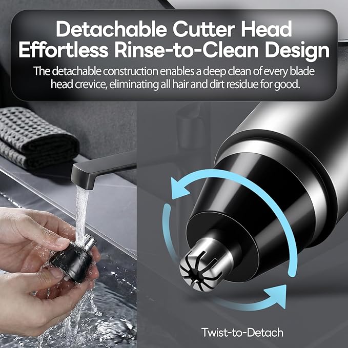 Electric Nose Hair Trimmer for Men Women,Nose & Ear Hair Trimmer,USB-C Charge,Low Noise, Ergonomic Design,Digital Battery Display,Long Lasting, Detachable Washable Head,Mens Nose Trimmer,Ear Hair