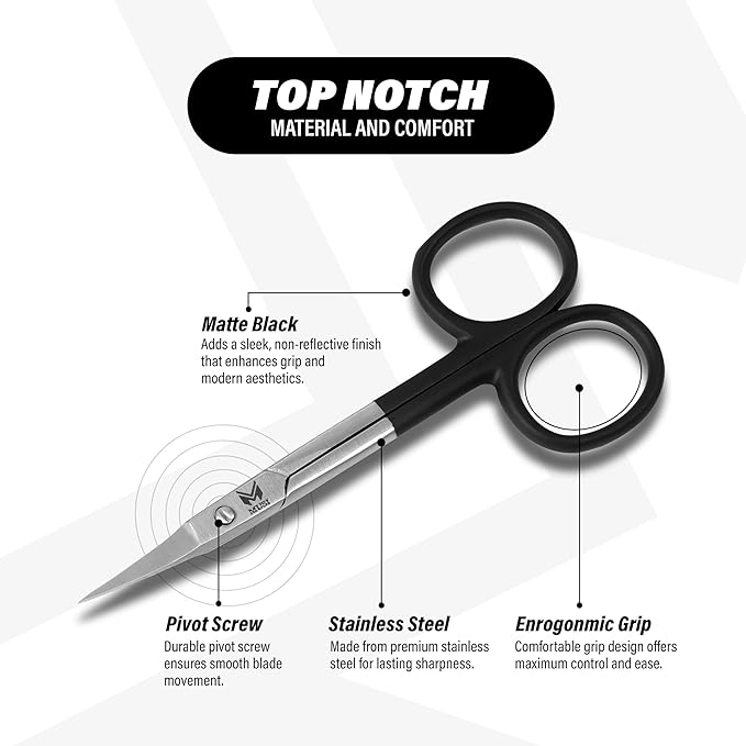 MUSI Eyebrow, Facial Hair, Ingrown Hair & Splinter Removal Tweezers with Eyebrow Scissors – Precision Multi-Purpose Beauty Tools, Anti-Rust Stainless Steel, Travel Case Included, for Women & Men
