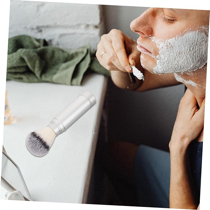 Mens Shaving Brush Portable Travel Beard Brush Lightweight Nylon Fiber Shave for Facial Hair Styling and Cleansing 6.29X1.77X1.77In
