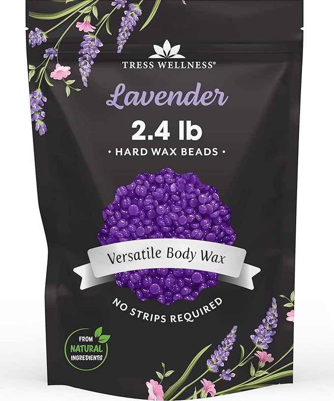 Tress Wellness Wax Beads - Safe for Skin - Dermatologically Tested - At-Home Kit for Bikini, Brazilian & Full Body - Lavender 2.4 lb