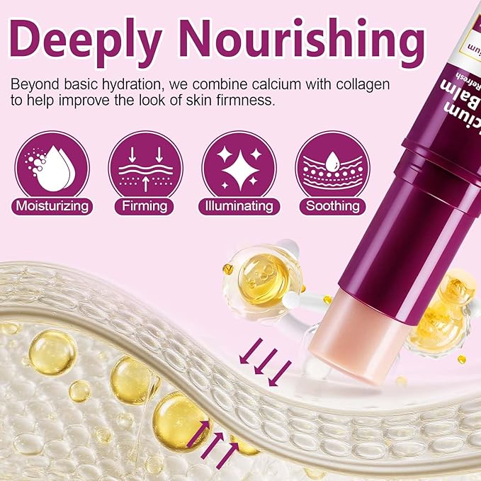Calcium Volume Multi Balm Stick– Moisturizing Face Balm with Collagen & Vitamin E – Hydrating Skincare Stick for Eyes, Neck & Lips – Smooth Texture, Dewy Finish, Suitable for All Skin Types