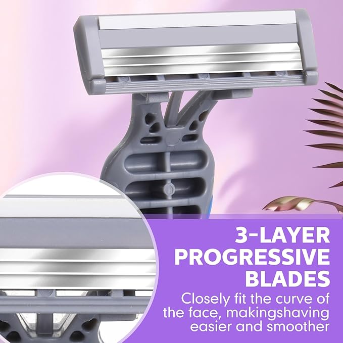 12 Pcs Disposable Razors for Men Bulk 3 Blade Sensitive Skin Shaving Razor Long Blade for Hotel Spa Travel