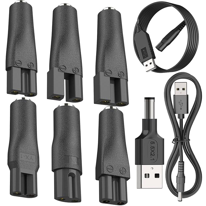 9 PCS 5V Replacement Charger USB Power Cord Adapter Compatible with Various Types of Hair Clippers, Beard Trimmers, Shavers, Beauty Instruments,Electric Hairdressers, Desk Lamps,HQ8505 Charging Cable