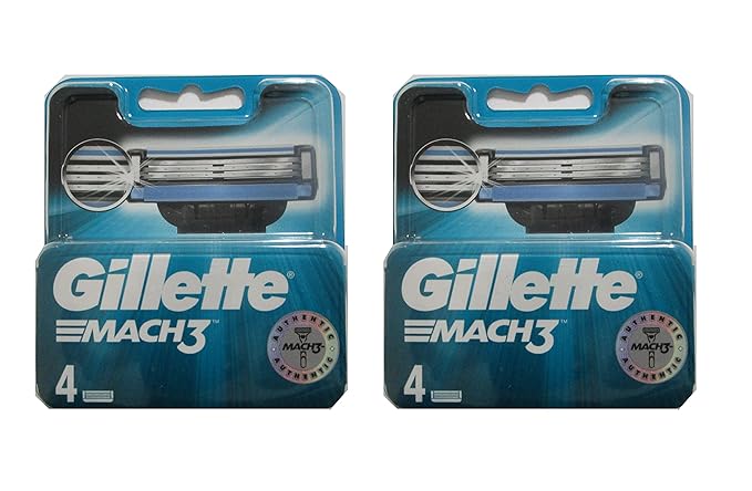Gillette Mach3 Razor Blades for Men, Pack of 4 Refill Blades (2 Packs)