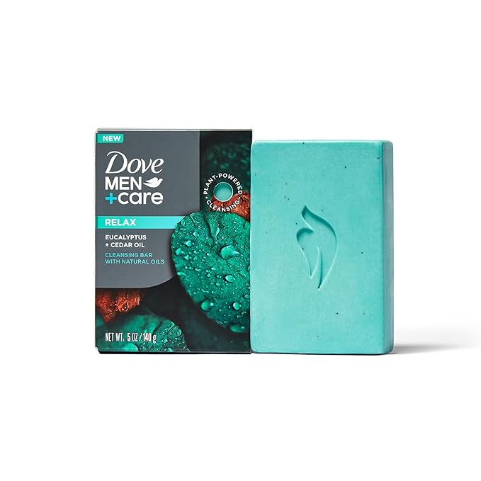 DOVE MEN + CARE Plant-Based with Eucalyptus and Moisture for men`s skin,5 Ounce,(Pack of 8)