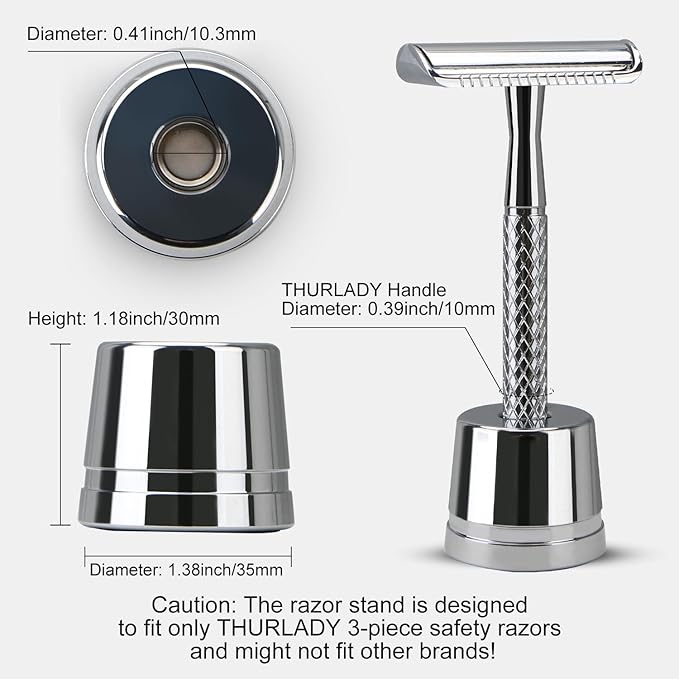 Safety Razor Stand, Safety Razor Holder (Bright Silver)