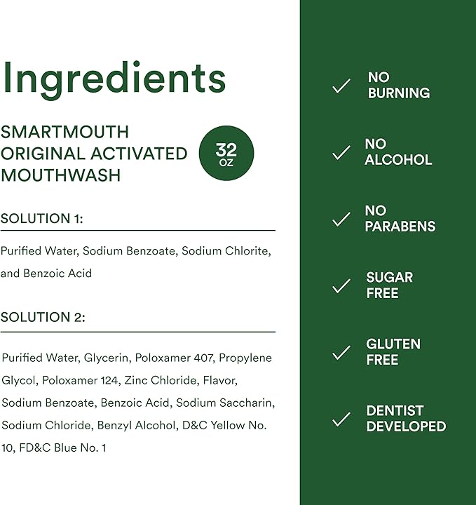 SmartMouth Original 2-Bottle Activated Mouthwash with Pumps, Bad Breath Support, 32 fl oz
