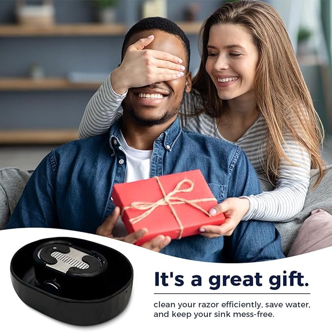 1 Pack Razor Rinser, Manual Push-Type Razor Rinser, Shaving Razor Rinser Cleaner, Clean Your Razor Efficiently, Save Water, and Ditch The Sink, with 1 Shaver and 1 Shaving Cream (Clear)