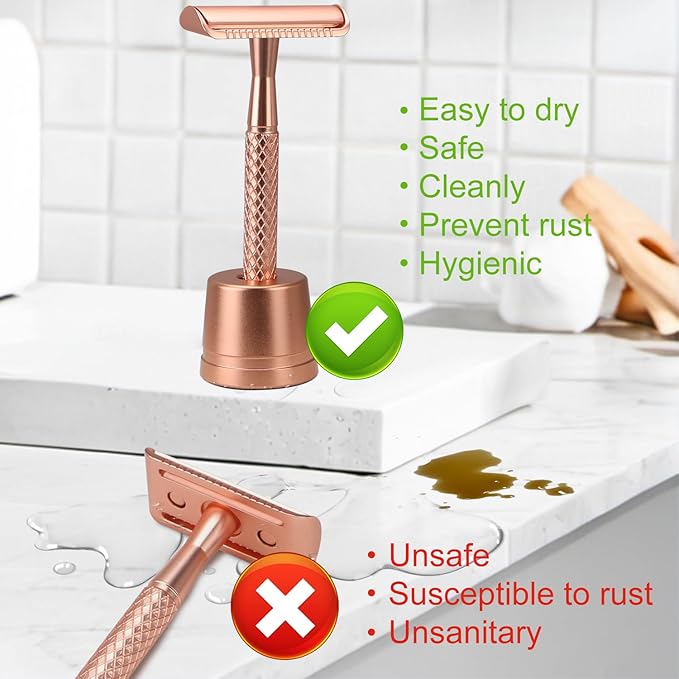Safety Razor Stand, Safety Razor Holder (Rose Gold)