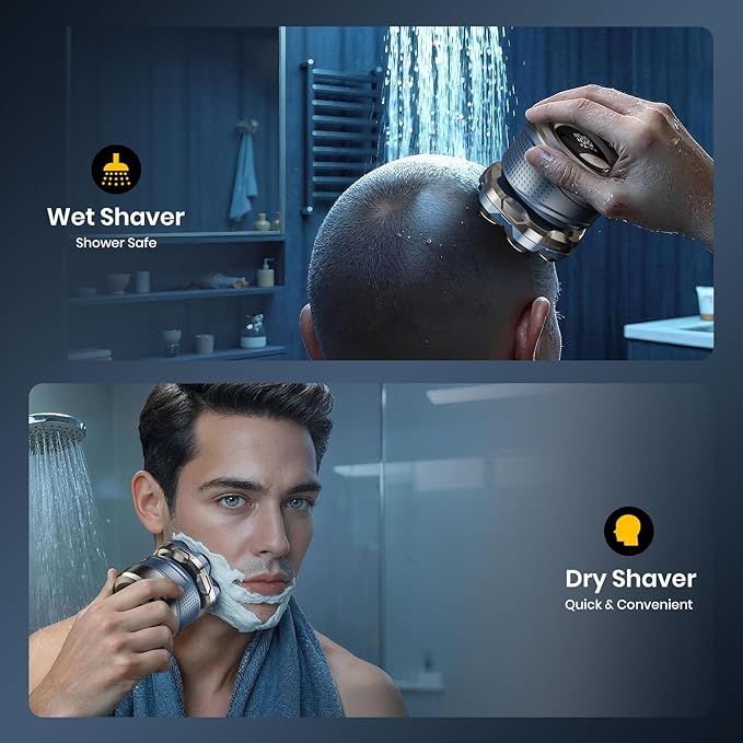 7D Head Shaver with a Travel Case, 2026 Upgraded Magnetic Head Shavers for Bald Men, IPX7 Waterproof Wet/Dry Electric Razor Men, Rechargeable Shavers for Scalp/Face/Beard/Body