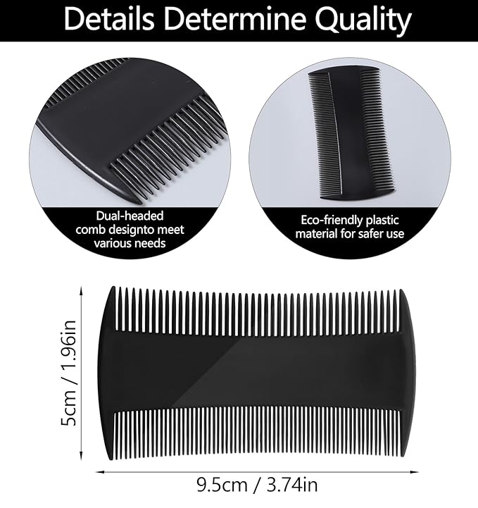 6 Pack Mens Pocket Comb, Double-Sided Pocket Combs for Men with Fine & Coarse Teeth for Hair, Beard & Mustache Grooming, Detangling Knots, Travel and Daily Use
