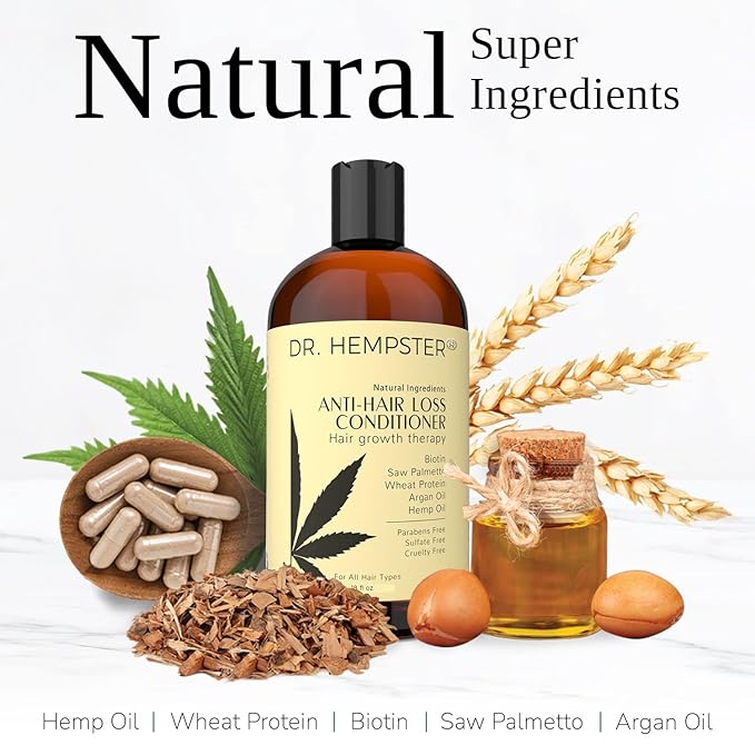 Women's and Men's Hair Growth Conditioner - Biotin and Hemp Anti Hair Loss Treatment for Thinning Hair - Natural and Organic Thickening and Volumizing Ingredients - No Parabens or Sulphates