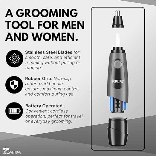 ToiletTree Products Water Resistant Nose and Ear Hair Trimmer with LED Light