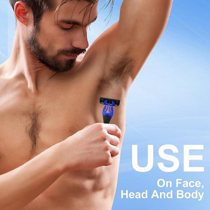 30 Pcs Sensitive Men's Disposable Razors Bulk 5-Blade Disposable Head Razor for Sensitive Skin for Hotels, Travel, Business Trips, Gyms, SPA, Donations, Gifts, Etc.