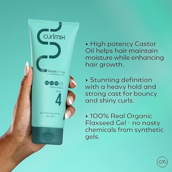 CurlMix Heavy Hold Flaxseed Gel for Curly Hair - Defines & Elongates Curls without Dryness or Flaking