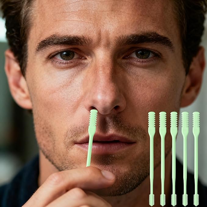 15Pcs 2-in-1 Mint Green Nasal Hair Cutter for Men Nose Trimmer for Women Gift for Christmas 360° Rotating with Cleaning Brush,Nasal Hair Remover for Womens Unisex Nose Hair Cutter for Travel