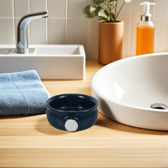 GLEAVI Ceramic Shaving Soap Bowl Navy Spiral Lather Mug Wet Shave Soap Cup for Men Home Travel Barber Use