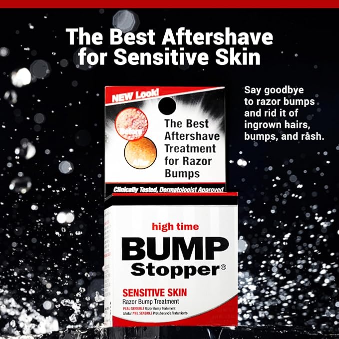 High Time Bump Stopper 2 Double Strength Ingrown Hair Cream | Aftershave Lotion for Men and Women | Razor Bump Balm | 0.5 OZ (4 Pack)